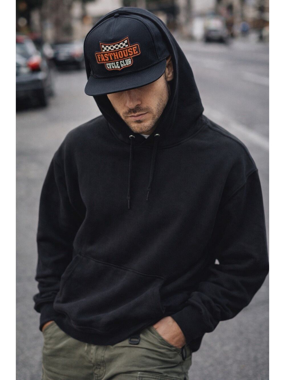 Fasthouse Hat Snapback Mens One Size Black Krest Cycle Club Patch Logo NWT